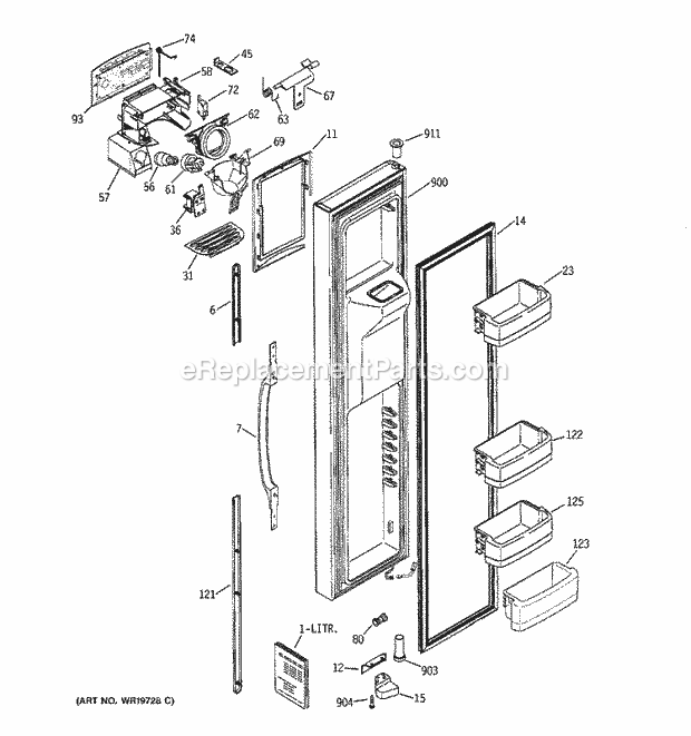 GE GCG21IESAFBB Refrigerator Freezer Door Diagram