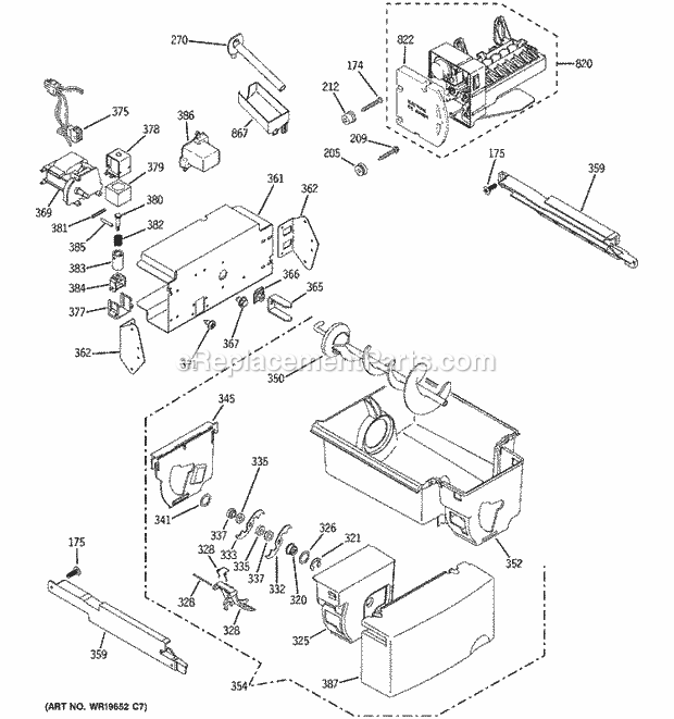 GE GCG21IESAFBB Refrigerator Ice Maker & Dispenser Diagram