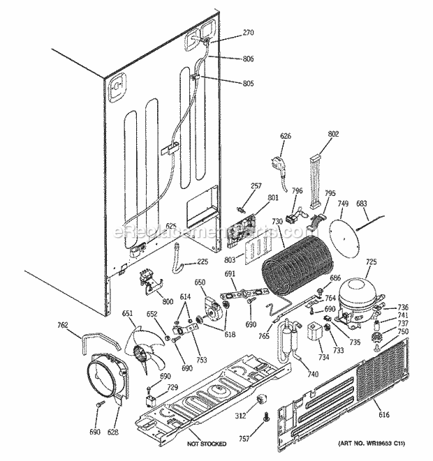 GE GCG21IESAFBB Refrigerator Sealed System & Mother Board Diagram