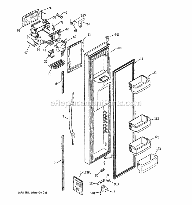 GE GCG21IESBFBB Refrigerator Freezer Door Diagram