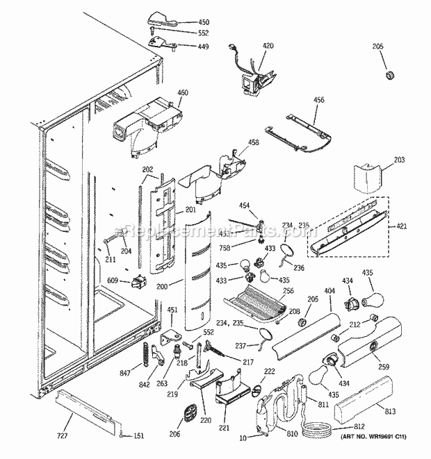 GE GCG21IESBFBB Refrigerator Fresh Food Section Diagram