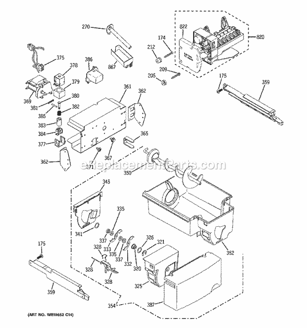 GE GCG21IESBFBB Refrigerator Ice Maker & Dispenser Diagram