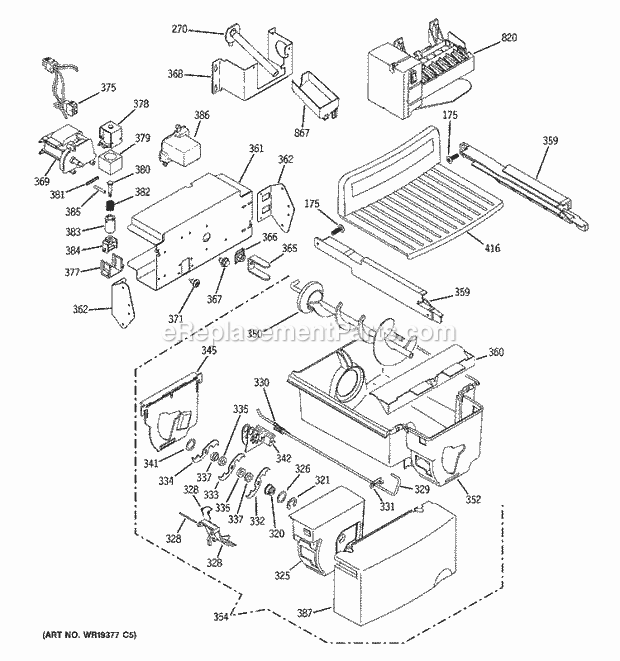 GE GCG21YERAFSS Refrigerator Ice Maker & Dispenser Diagram