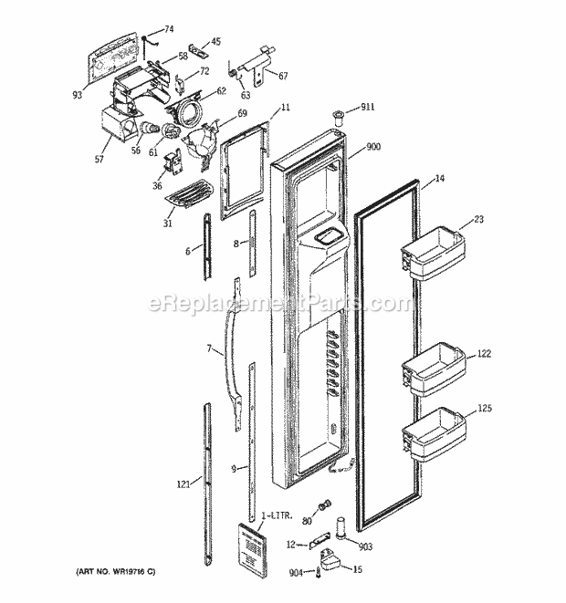 GE GCG21YESAFWW Refrigerator Freezer Door Diagram