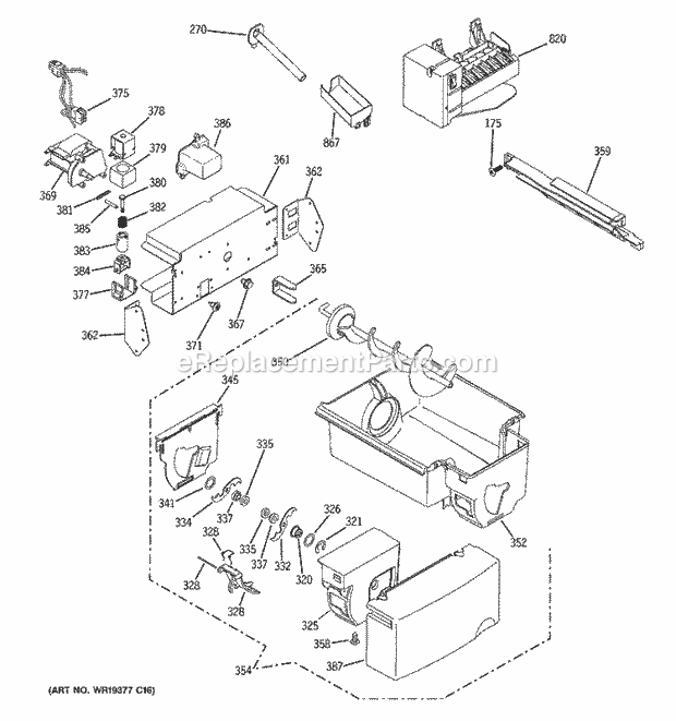 GE GCG21YESBFBB Refrigerator Ice Maker & Dispenser Diagram