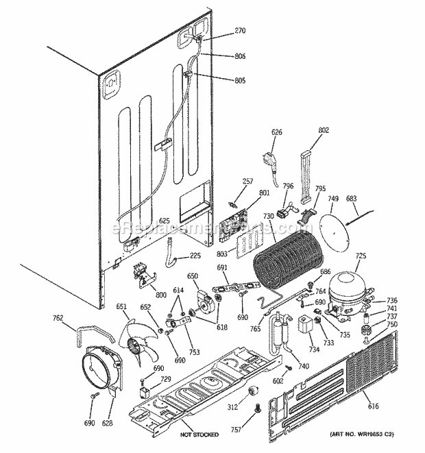 GE GCG21YESBFBB Refrigerator Sealed System & Mother Board Diagram