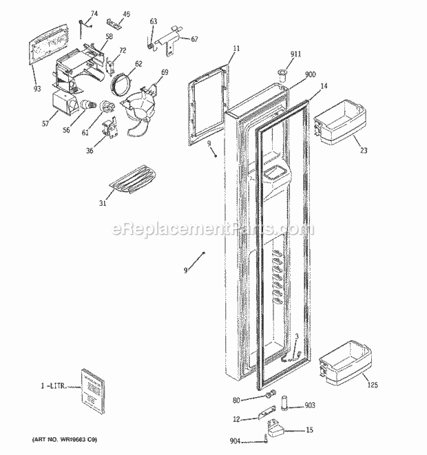 GE GCG21YESBFNS Refrigerator Freezer Door Diagram