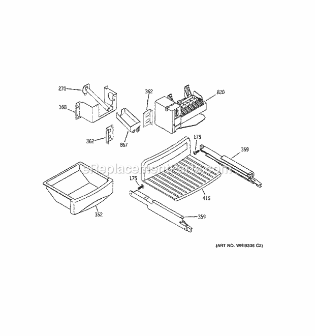 GE GCK23LCNCFCC Refrigerator Ice Maker & Dispenser Diagram