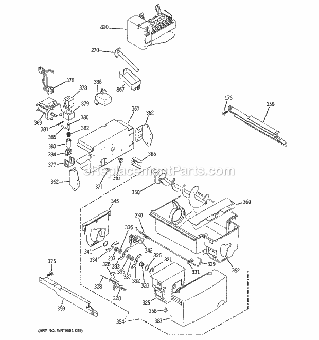 GE GCL22QGTASV Refrigerator Ice Maker & Dispenser Diagram