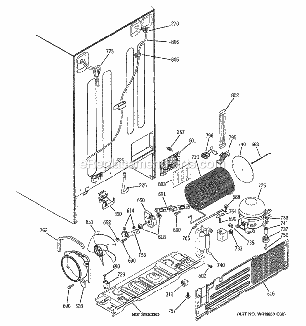 GE GCU21LGTAFBB Refrigerator Sealed System & Mother Board Diagram