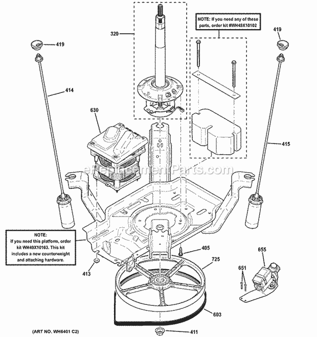 GE GCWP1805D0CC Suspension, Pump & Drive Components Diagram