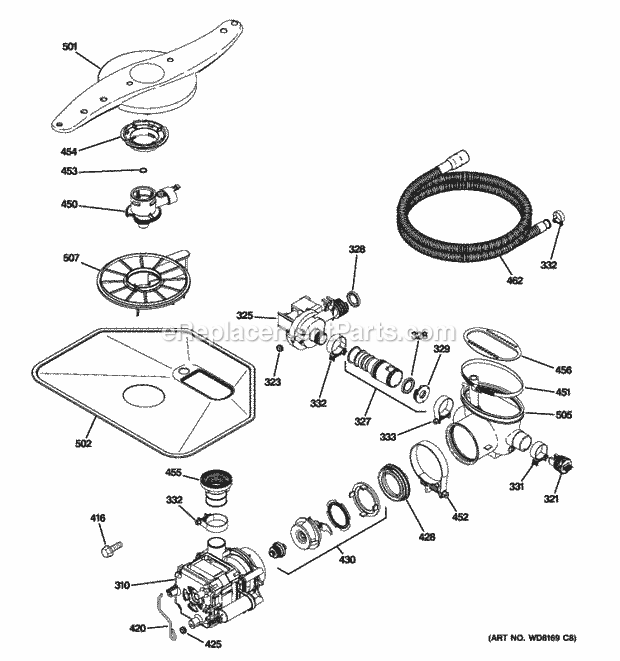 GE GDWT100R30BB Motor-Pump Mechanism Diagram