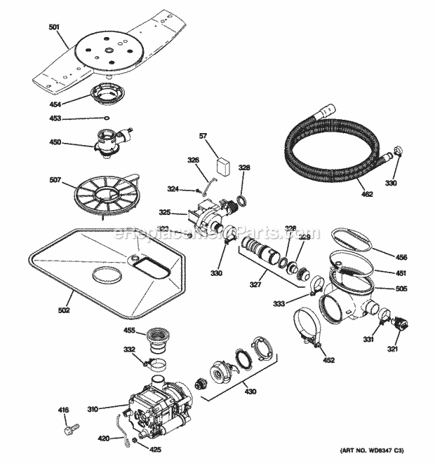 GE GDWT260R10SS Motor-Pump Mechanism Diagram