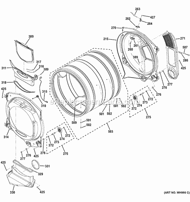 GE GFDR480GF0WW Drum Diagram