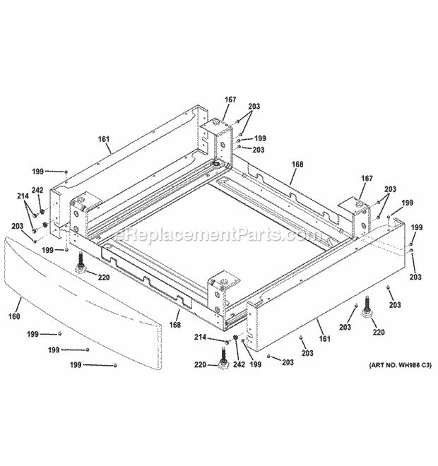 GE GFDR480GF0WW Riser Assembly Diagram