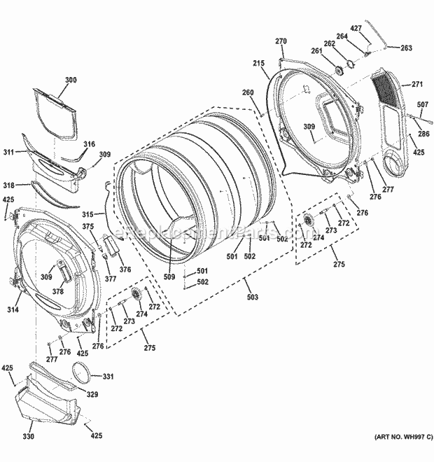 GE GFDS260EF0WW Drum Diagram