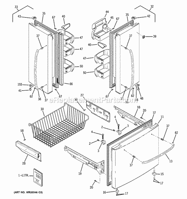 GE GFSF2HCYHBB Doors Diagram