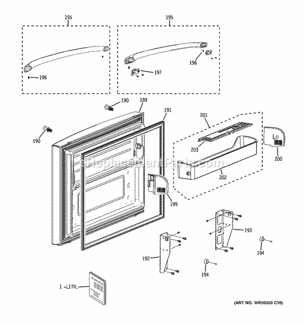 GE GFSF6PKBABB Freezer Door Diagram