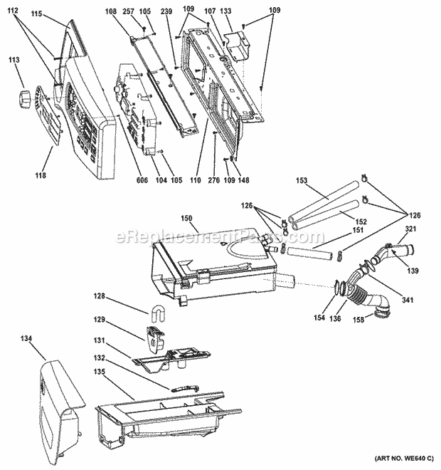 GE GFWN1200D0WW Controls & Dispenser Diagram