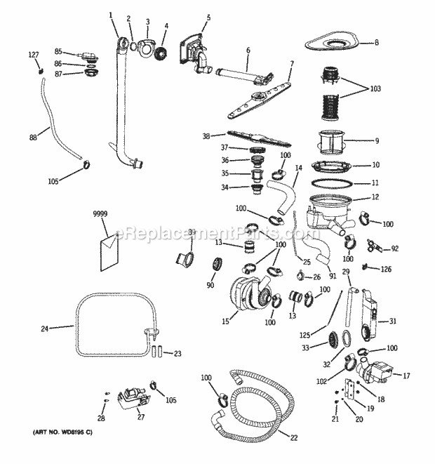 GE GHDA690P00BB Motor-Pump Mechanism Diagram