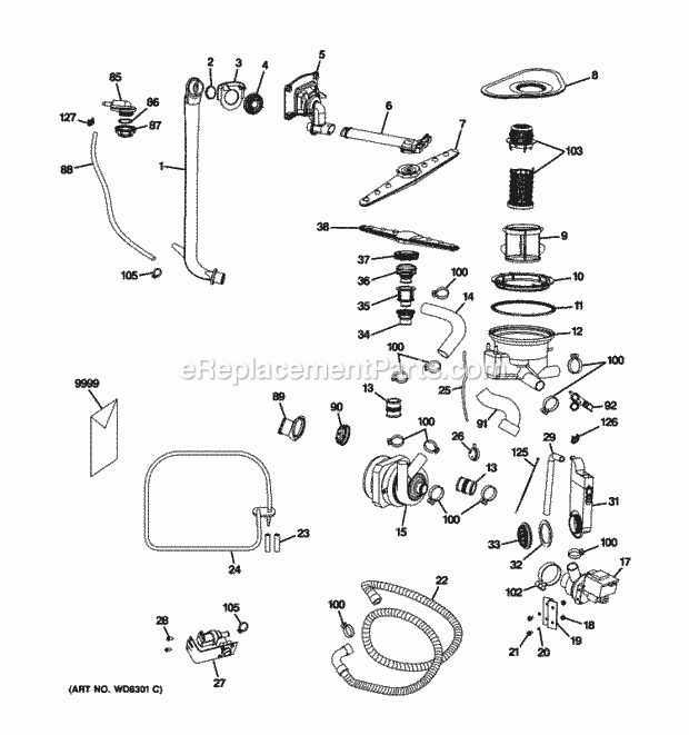 GE GHDA696P01SS Motor-Pump Mechanism Diagram