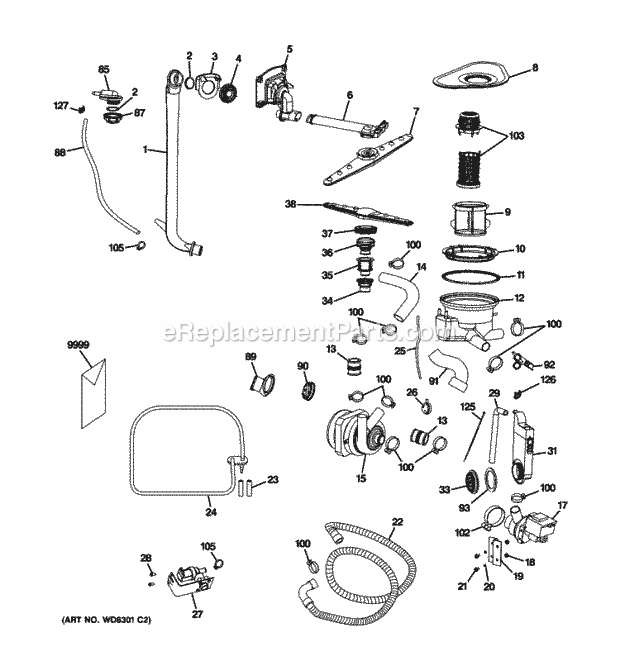 GE GHDA696P03SS Motor-Pump Mechanism Diagram