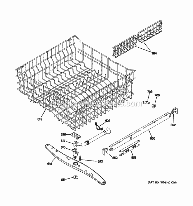 GE GHDF360R10SS Upper Rack Assembly Diagram