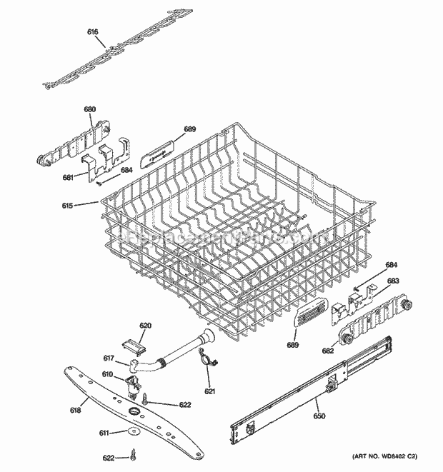 GE GHDT108V50BB Upper Rack Assembly Diagram