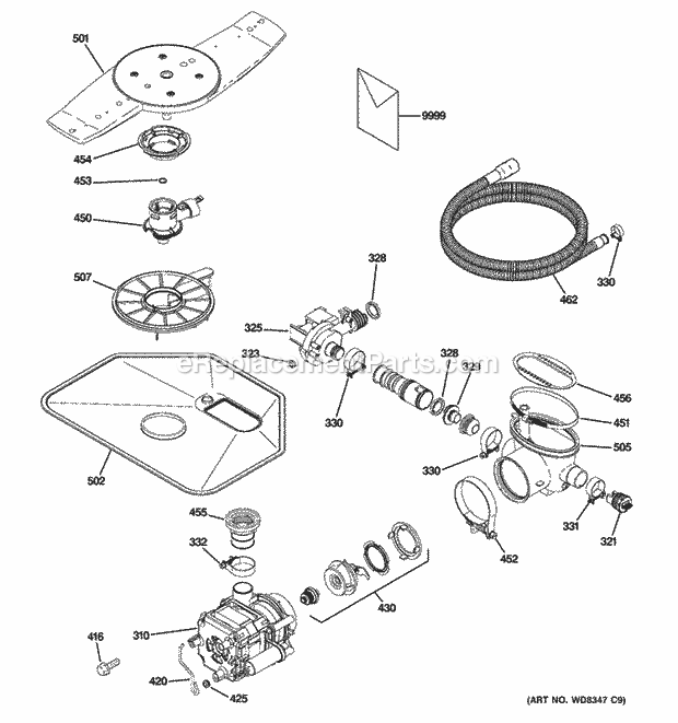 GE GHDT108V55BB Motor-Pump Mechanism Diagram