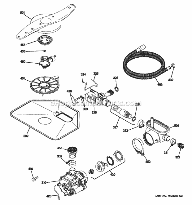 GE GLD5800P10WW Motor-Pump Mechanism Diagram