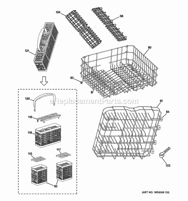 GE GLDA690P03BB Rack Assemblies Diagram