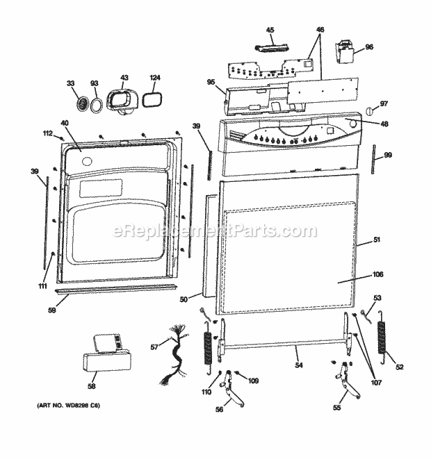 GE GLDA696P01SS Escutcheon & Door Assembly Diagram