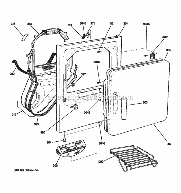 GE GRDN510GM0WS Front Panel & Door Diagram