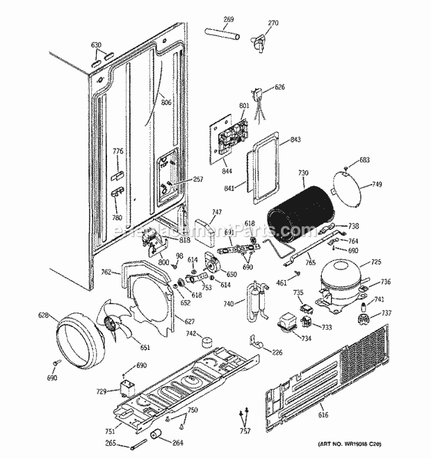 GE GSA20IEMCFBB Refrigerator Sealed System & Mother Board Diagram