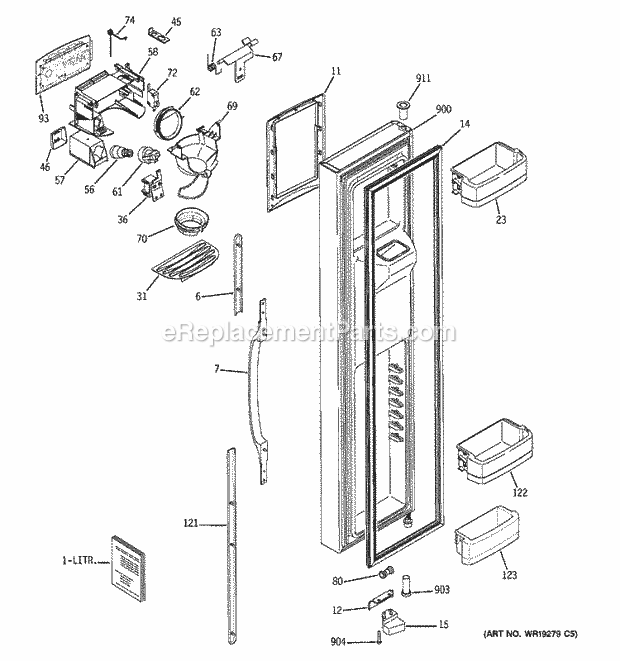 GE GSC22KGRABB Refrigerator Freezer Door Diagram