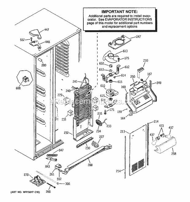 GE GSC22KGRABB Refrigerator Freezer Section Diagram