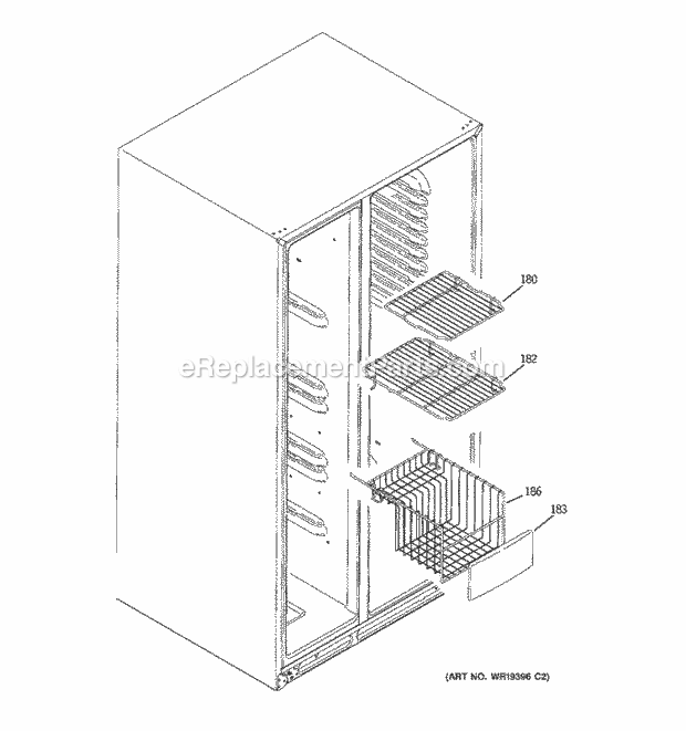 GE GSC22KGRABB Refrigerator Freezer Shelves Diagram