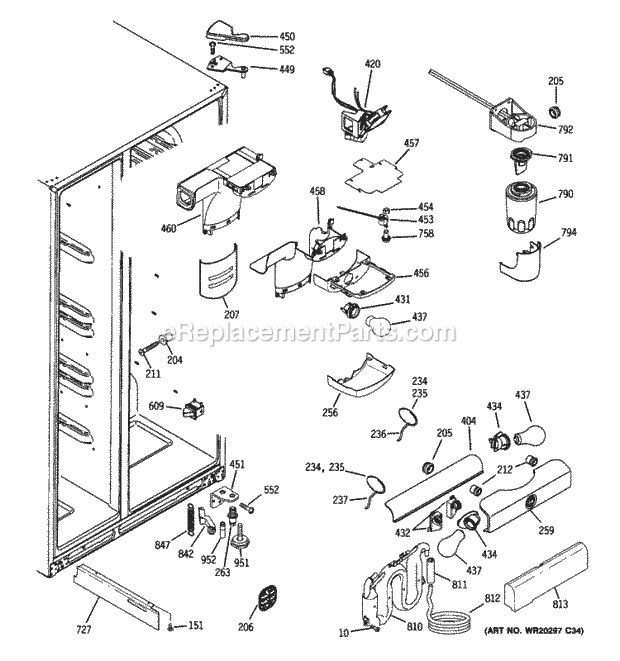 GE GSC22QGTIWW Fresh Food Section Diagram