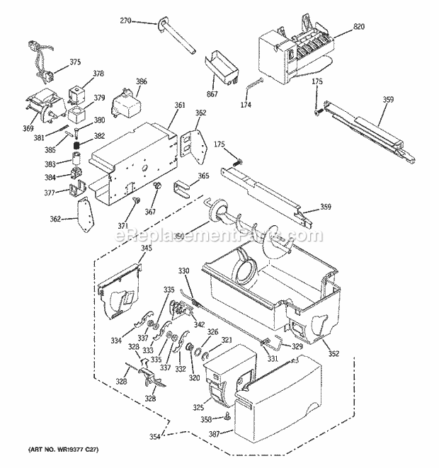 GE GSC23KGTEWW Refrigerator Ice Maker & Dispenser Diagram