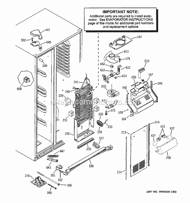 GE GSC23KSTASS Refrigerator Freezer Section Diagram