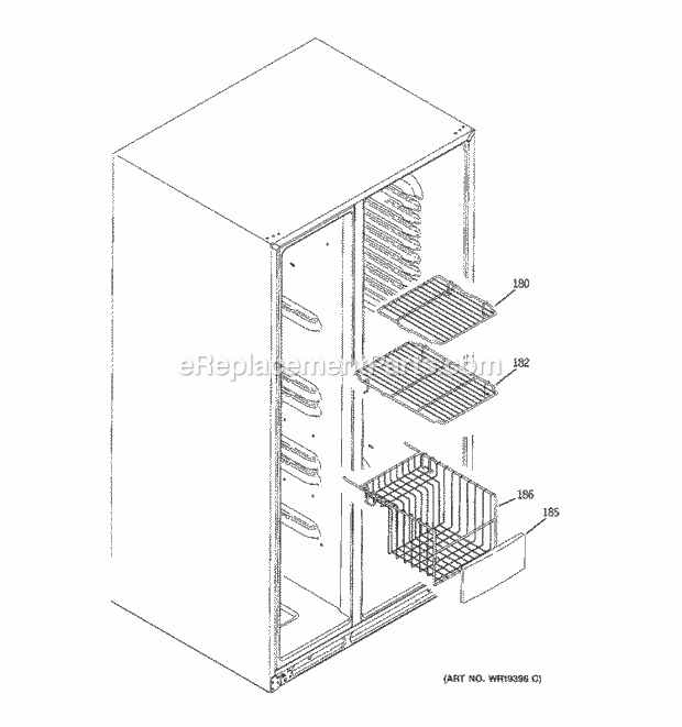 GE GSC23KSTESS Refrigerator Freezer Shelves Diagram