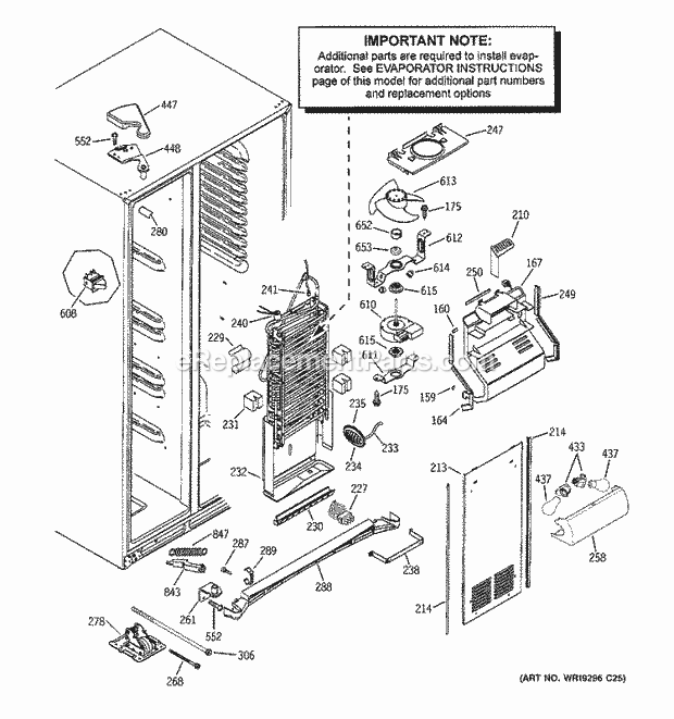 GE GSC23LGQABB Refrigerator Freezer Section Diagram