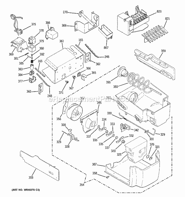 GE GSC23LGQABB Refrigerator Ice Maker & Dispenser Diagram