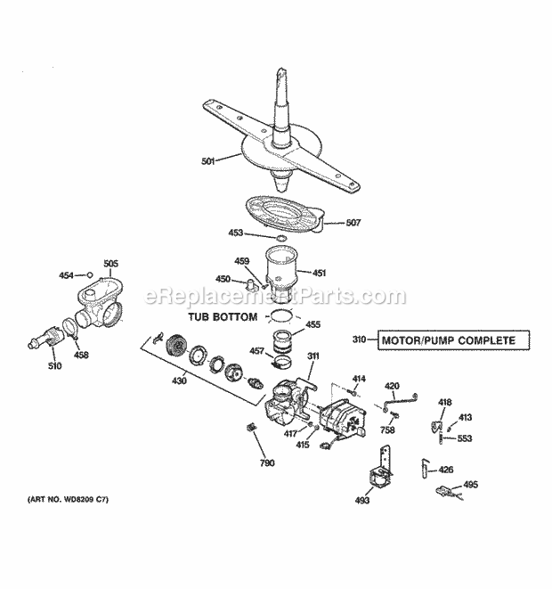 GE GSC3500D00WW Motor-Pump Mechanism Diagram