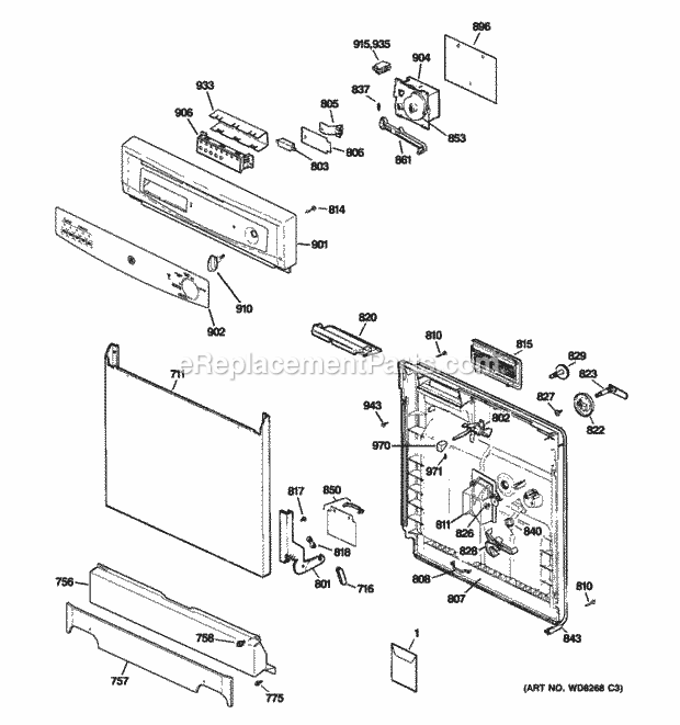 GE GSC3500R00WW Escutcheon & Door Assembly Diagram