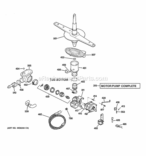 GE GSD1300N35WW Motor-Pump Mechanism Diagram