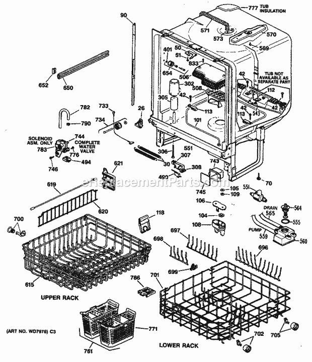 GE GSD1930T62WW Dishwasher Page C Diagram