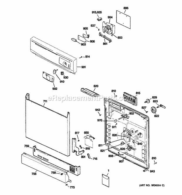 GE GSD2100R20CC Escutcheon & Door Assembly Diagram