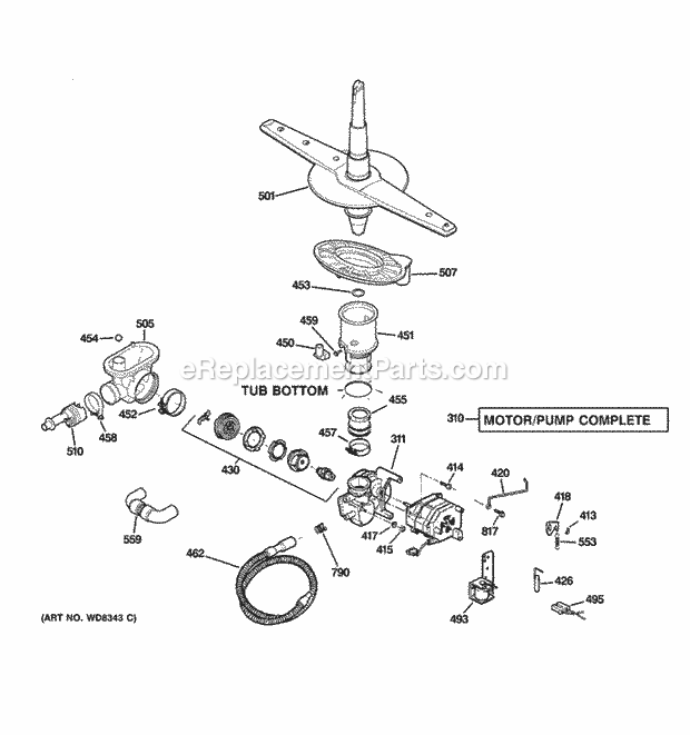 GE GSD3300D00WW Motor-Pump Mechanism Diagram