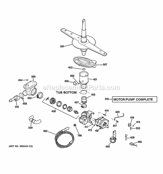 GE GSD4060V00SS Motor-Pump Mechanism Diagram
